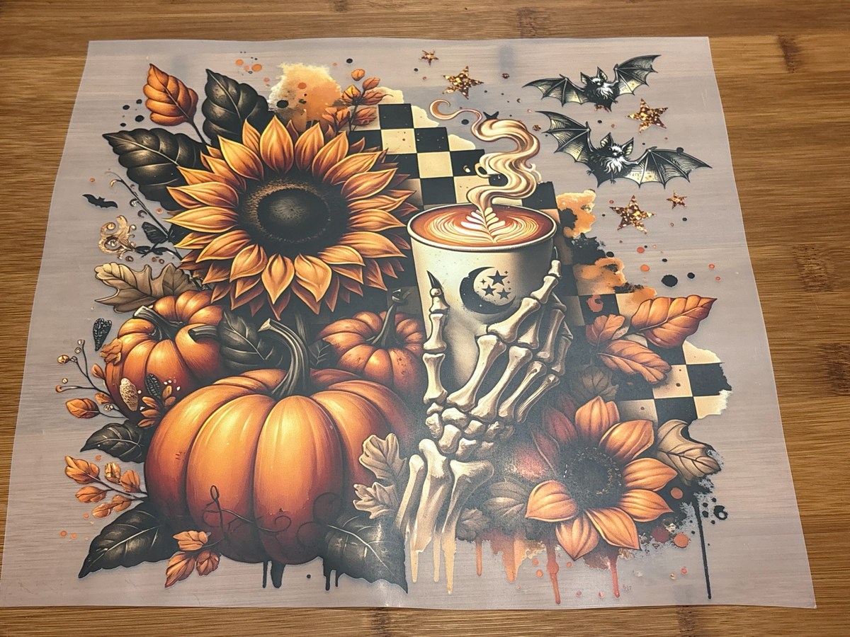 DTF Print - Skelly Hand Coffee